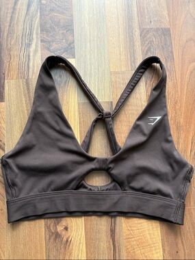 Gymshark Brown Sports Bra with Crisscross Straps no size tag(fits like s)